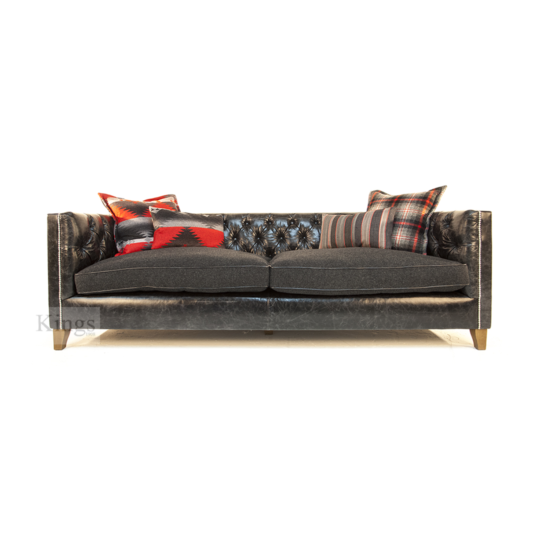 Tetrad Upholstery Grand Empire Sofa In Black Hide Kings